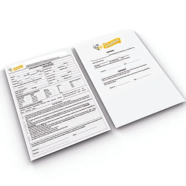 Alt Attribute: "Uncoated Application Forms - 60lb Offset - Document Templates - Product Image"