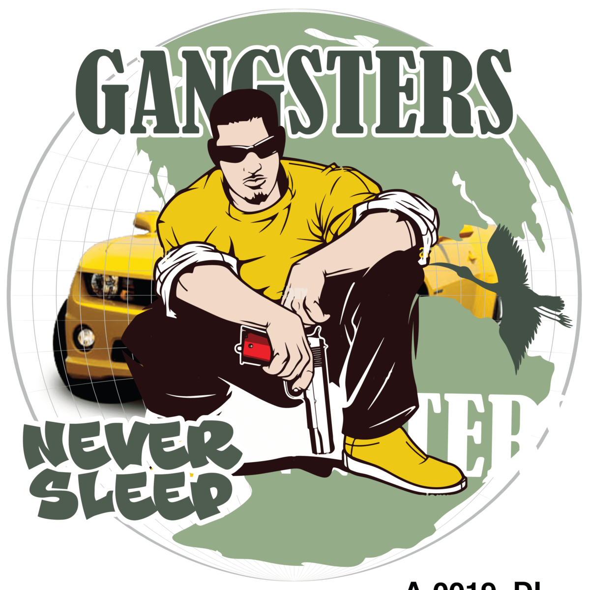 "Gangsters Never Sleep T-Shirt Design - Embrace the Night - Product Image"