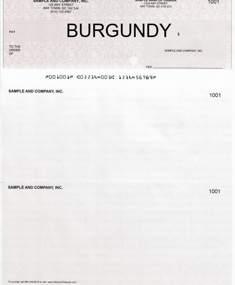 Blank Cheques Computerized Burgundy Box, bee banner
