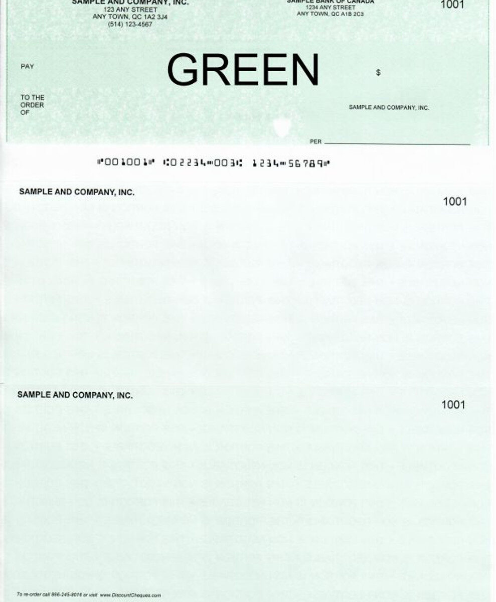 Blank Cheques Computerized Green Box,bee banner