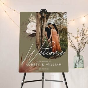 modern arch photo boho watercolor florals wedding green foam board