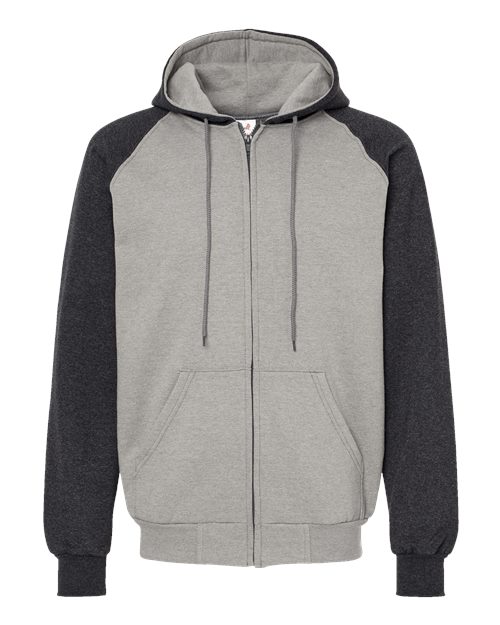 Fleece Raglan Hooded Full-Zip Sweatshirt - KF4048