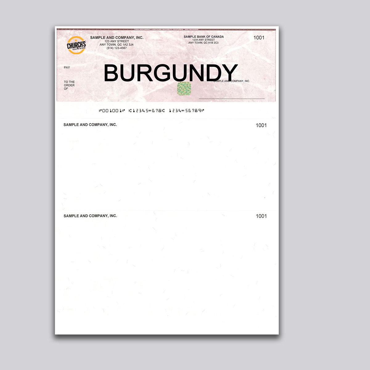 Alternative view of Church's Cheque Printing Computerized