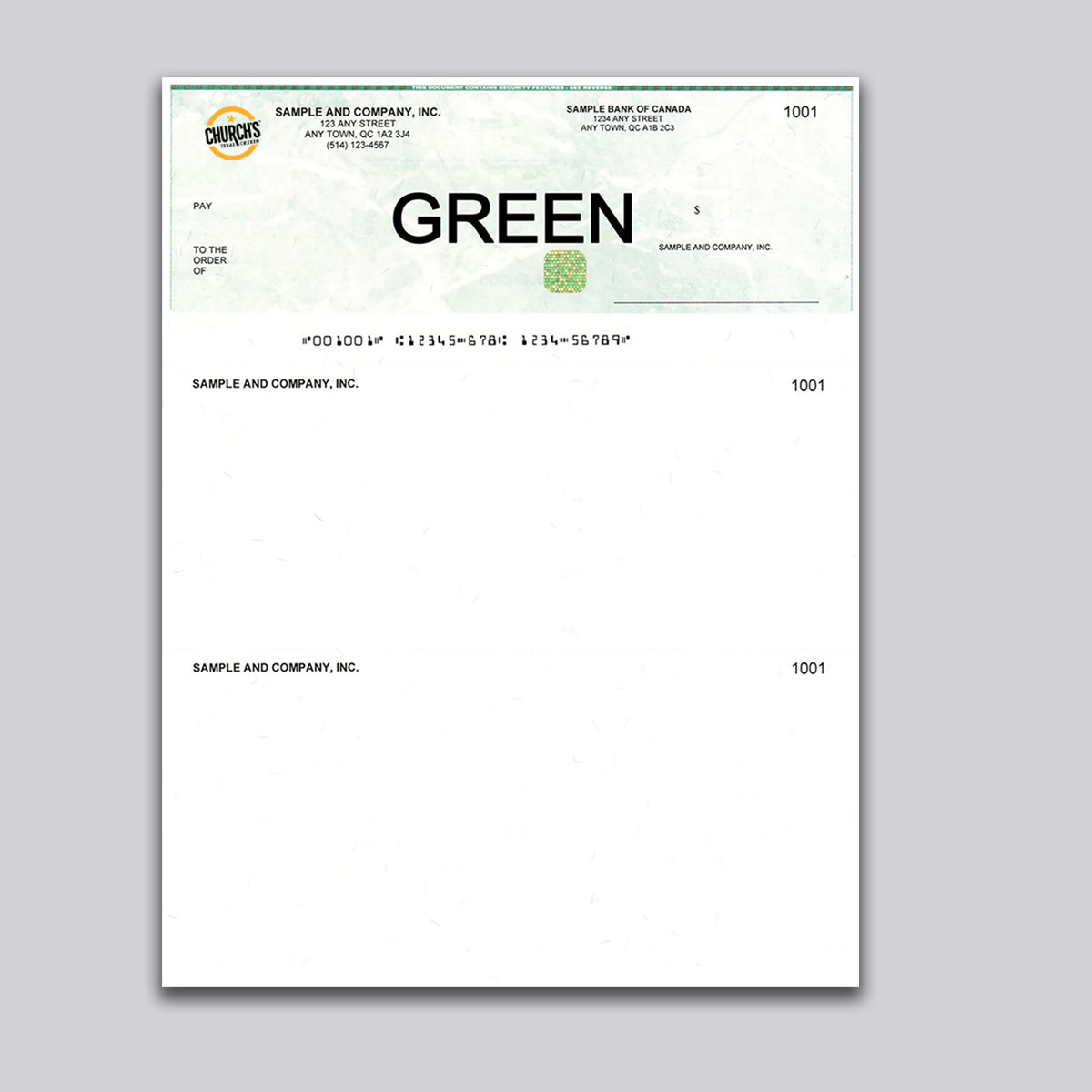 Church's Cheque Printing Computerized